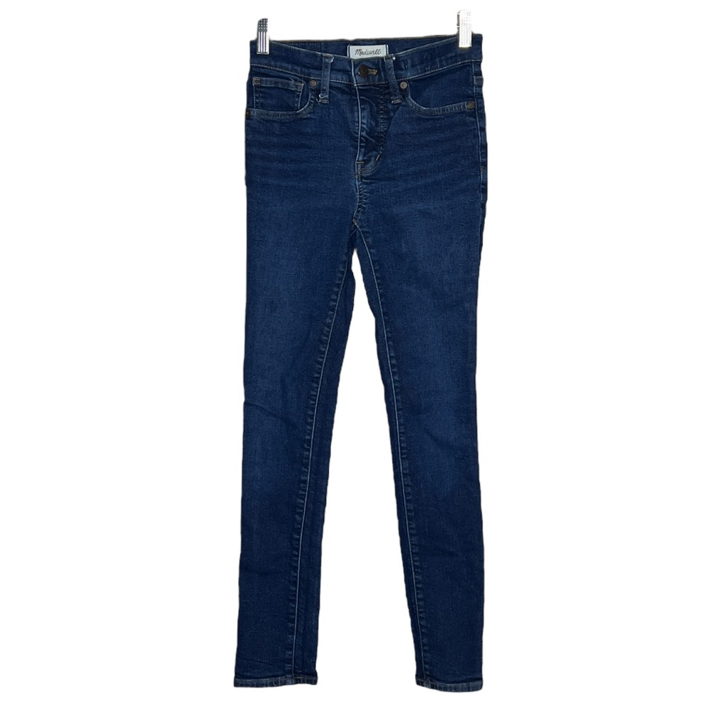 Madewell 9” Mid Rise Skinny Jeans Blue Dark Wash Fading Whiskering